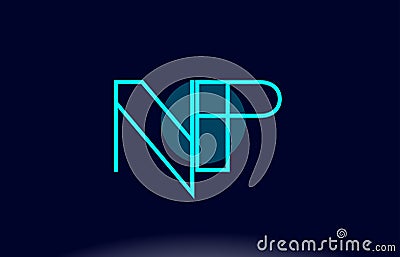 np n p blue line circle alphabet letter logo icon template vector design Vector Illustration