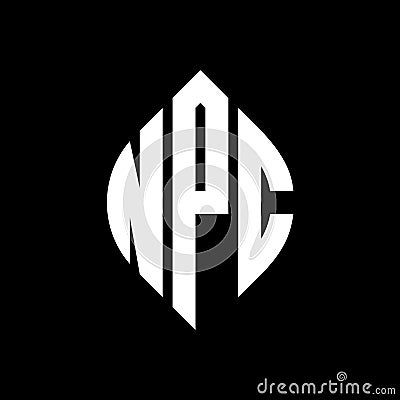 NPC circle letter logo design with circle and ellipse shape. NPC ellipse letters with typographic style. The three initials form a Vector Illustration