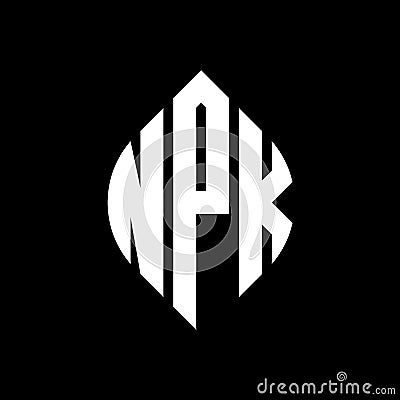 NPK circle letter logo design with circle and ellipse shape. NPK ellipse letters with typographic style. The three initials form a Vector Illustration