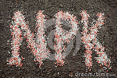 NPK letters made of mineral fertilizers Stock Photo