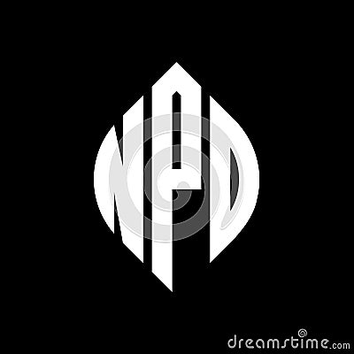 NPO circle letter logo design with circle and ellipse shape. NPO ellipse letters with typographic style. The three initials form a Vector Illustration