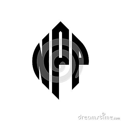 NPP circle letter logo design with circle and ellipse shape. NPP ellipse letters with typographic style. The three initials form a Vector Illustration