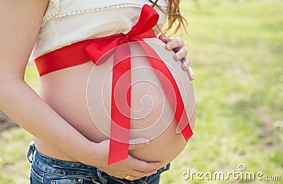 Pregnant girl expectant mother Stock Photo