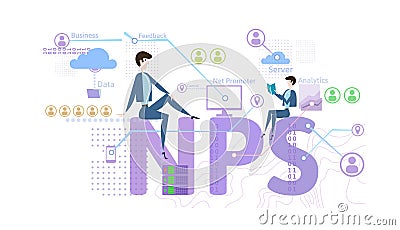 NPS concept, vector illustration isolated on white background. Net Promoter Score. Vector Illustration