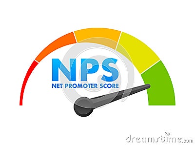 NPS Level Meter, measuring scale. Net promoter score Level speedometer indicator. Vector stock illustration Vector Illustration