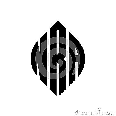 NRA circle letter logo design with circle and ellipse shape. NRA ellipse letters with typographic style. The three initials form a Vector Illustration