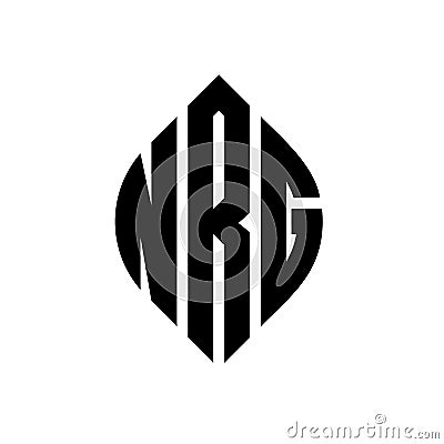 NRG circle letter logo design with circle and ellipse shape. NRG ellipse letters with typographic style. The three initials form a Vector Illustration