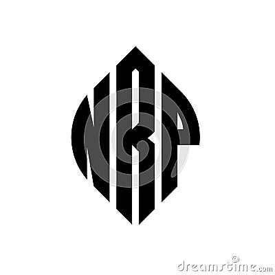 NRP circle letter logo design with circle and ellipse shape. NRP ellipse letters with typographic style. The three initials form a Vector Illustration