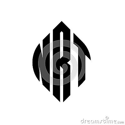 NRT circle letter logo design with circle and ellipse shape. NRT ellipse letters with typographic style. The three initials form a Vector Illustration