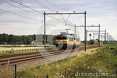 NS Alsthom 1700 locmotives 1750 and 1752 at Railroad track at Moordrecht Editorial Stock Photo