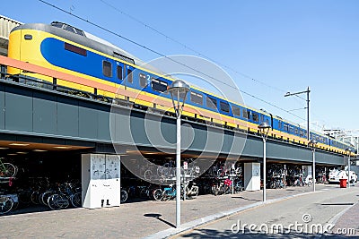 NS Intercity Materieel at Leiden Centraal Editorial Stock Photo