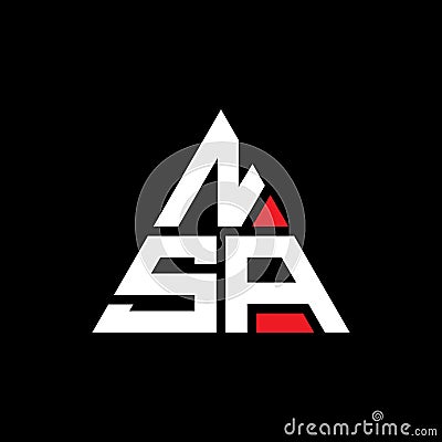 NSA triangle letter logo design with triangle shape. NSA triangle logo design monogram. NSA triangle vector logo template with red Vector Illustration