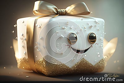 nspired gift boxThe Fairy-Tale Fluffy Gift Box: Exquisite, Super Happy Smile! Stock Photo