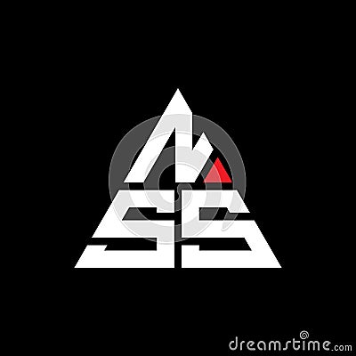 NSS triangle letter logo design with triangle shape. NSS triangle logo design monogram. NSS triangle vector logo template with red Vector Illustration