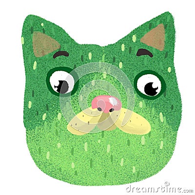 funny face of a green cat Stock Photo