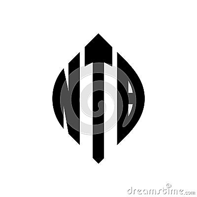 NTB circle letter logo design with circle and ellipse shape. NTB ellipse letters with typographic style. The three initials form a Vector Illustration