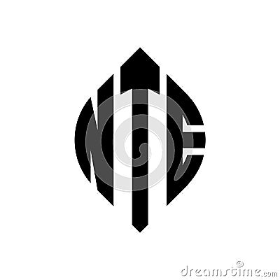 NTE circle letter logo design with circle and ellipse shape. NTE ellipse letters with typographic style. The three initials form a Vector Illustration