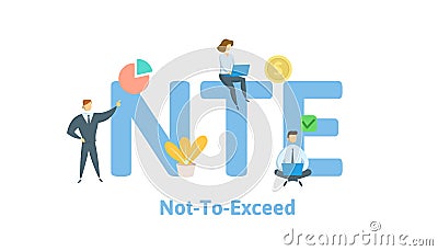 NTE, Not To Exceed. Concept with keywords, letters and icons. Flat vector illustration. Isolated on white background. Vector Illustration