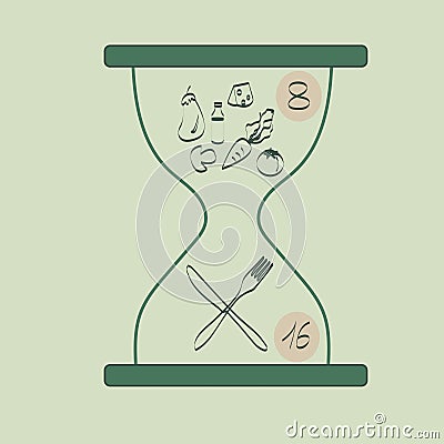 Itermittent fasting, 16- 8 eating concept Vector Illustration