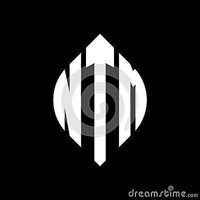 NTM circle letter logo design with circle and ellipse shape. NTM ellipse letters with typographic style. The three initials form a Vector Illustration