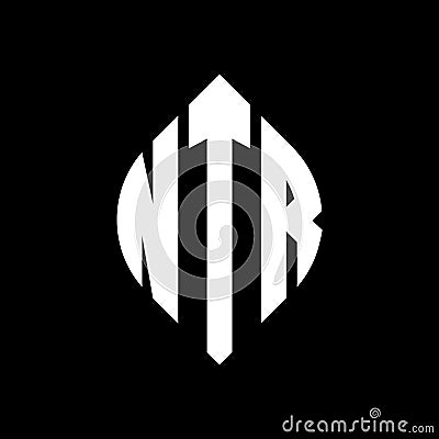 NTR circle letter logo design with circle and ellipse shape. NTR ellipse letters with typographic style. The three initials form a Vector Illustration