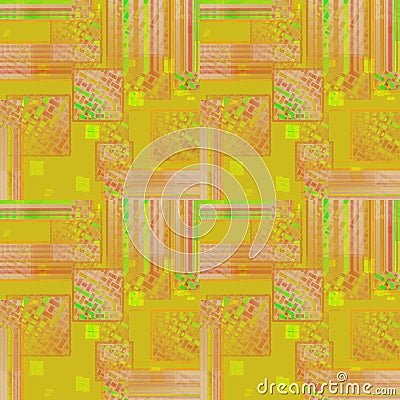 Ntricate squares pattern yellow orange pink violet green Stock Photo