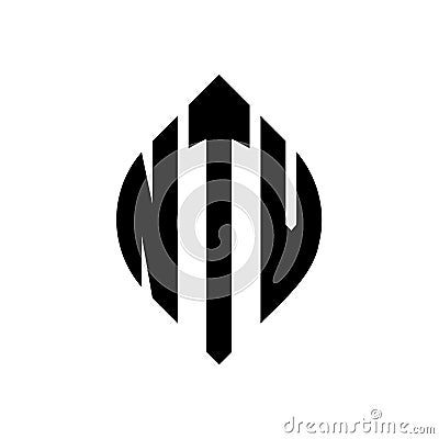 NTV circle letter logo design with circle and ellipse shape. NTV ellipse letters with typographic style. The three initials form a Vector Illustration
