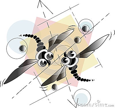 Two geometric dragonflies Stock Photo