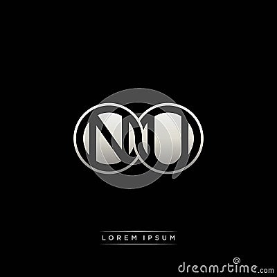 NU initial letter linked circle capital monogram logo modern template silver color version Vector Illustration