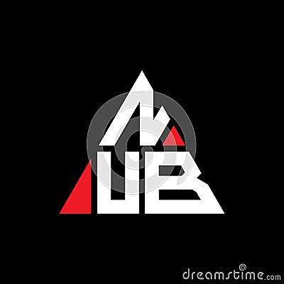 NUB triangle letter logo design with triangle shape. NUB triangle logo design monogram. NUB triangle vector logo template with red Vector Illustration