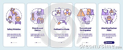 Nuclear accident causes onboarding mobile app screen Vector Illustration
