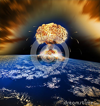 Nuclear Atomic War Cartoon Illustration