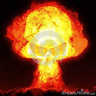 Nuclear bomb with skull Stock Photo