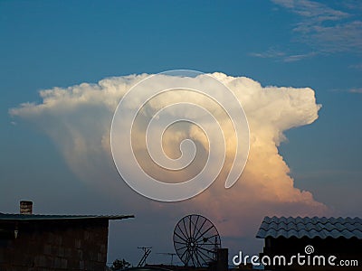 Nuclear explosion from the clouds. Stock Photo