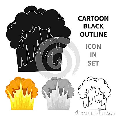 Nuclear explosion icon in cartoon style isolated on white background. Explosions symbol stock vector illustration. Vector Illustration