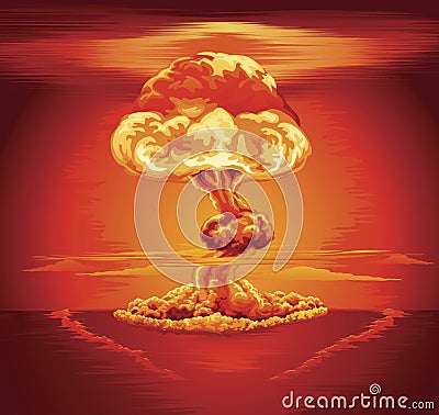 Nuclear explosion mushroom cloud Vector Illustration