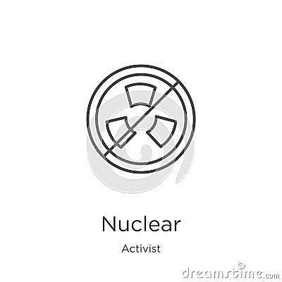 nuclear icon vector from activist collection. Thin line nuclear outline icon vector illustration. Outline, thin line nuclear icon Vector Illustration