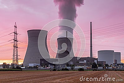 Nuclear power plant in evening light Editorial Stock Photo