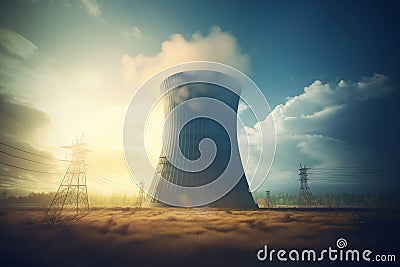 Nuclear power plant industry. Generate Ai Stock Photo