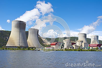 Nuclear Power Plant, Rhone River, France Stock Photo