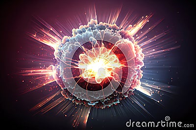 nuclear reaction. atomic particle explosions illustration. Generative AI Cartoon Illustration