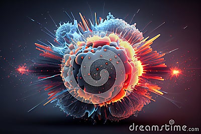 nuclear reaction. atomic particle explosions illustration. Generative AI Cartoon Illustration