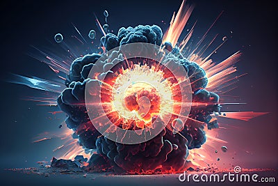 nuclear reaction. atomic particle explosions illustration. Generative AI Cartoon Illustration