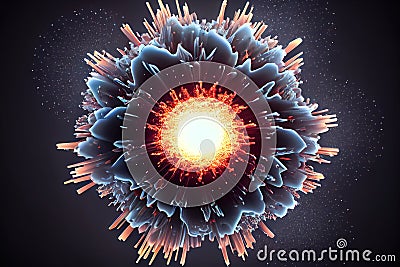 nuclear reaction. atomic particle explosions illustration. Generative AI Cartoon Illustration