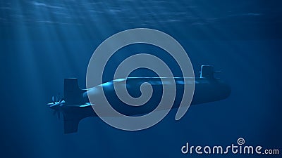 Nuclear Submarine under the blue waves Stock Photo