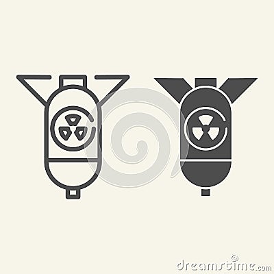 Nuclear warhead line and glyph icon. Atomic bomb vector illustration isolated on white. Warfare outline style design Vector Illustration