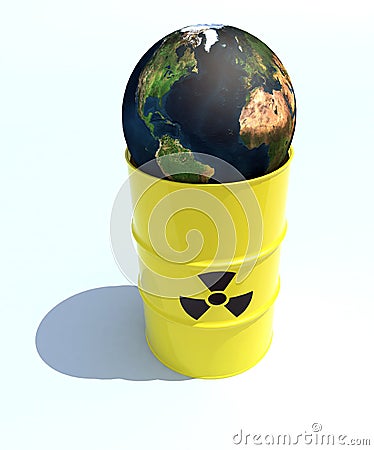 Nuclear world inside the bin Cartoon Illustration