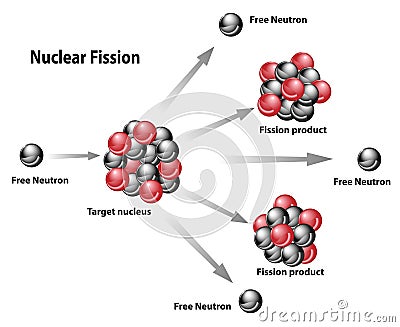 Nuclear Fission Reaction Diagram of Energy Release Vector Illustration