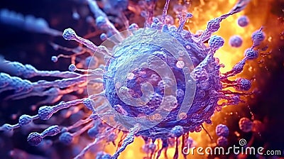 nucleus antibodies cell, cancer cell science research background Stock Photo