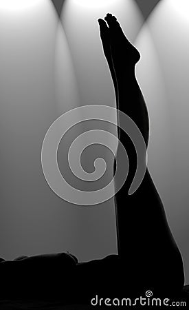 Nude Woman on Her Back Stock Photo